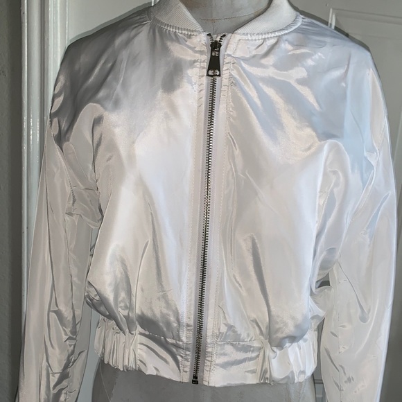 365 Jackets & Blazers - 365 White cropped bomber jacket